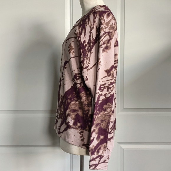 Zella Sweatshirt Pullover Crew Neck Splattered Ink Print Cotton Pink Ink S NWT - Picture 9 of 13